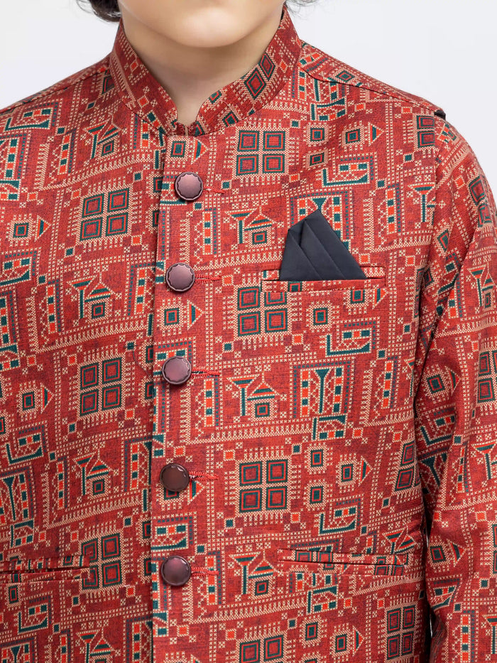Rust Khaddar Waistcoat Suit