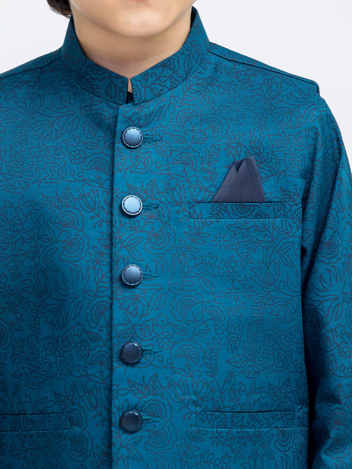 Blue Khaddar Waistcoat Suit