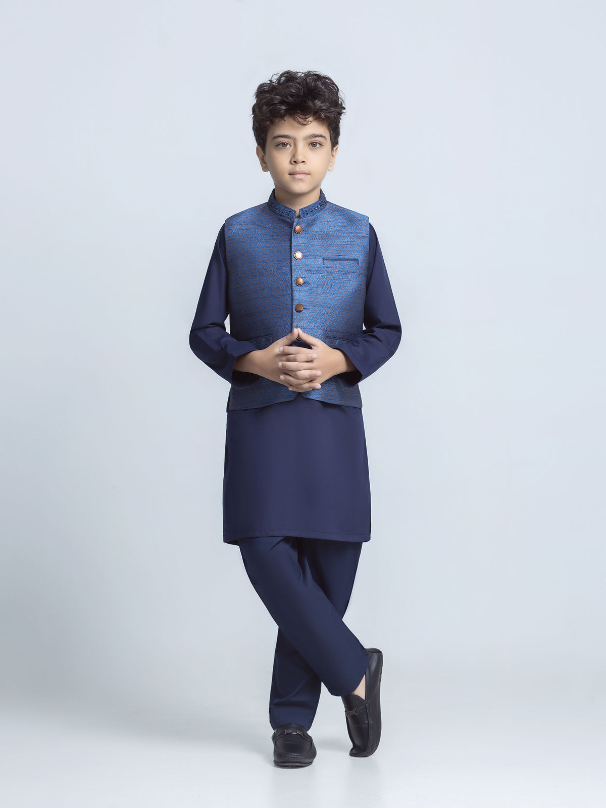Embroidered Silk Waistcoat Suit - Ecbtwcs5-076