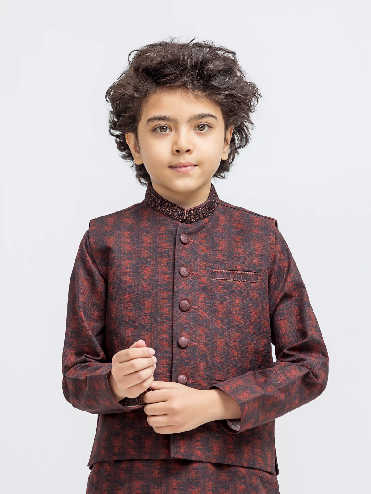 Embroidered Cotton Waistcoat Suit - Ecbtwcs5-092