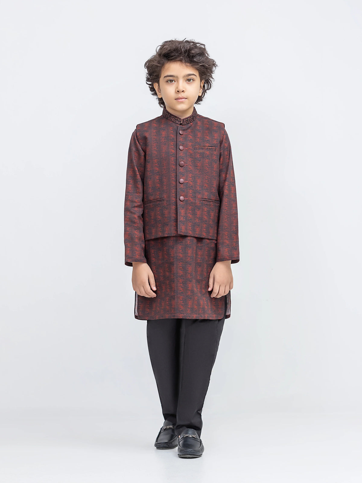 Embroidered Cotton Waistcoat Suit - Ecbtwcs5-092