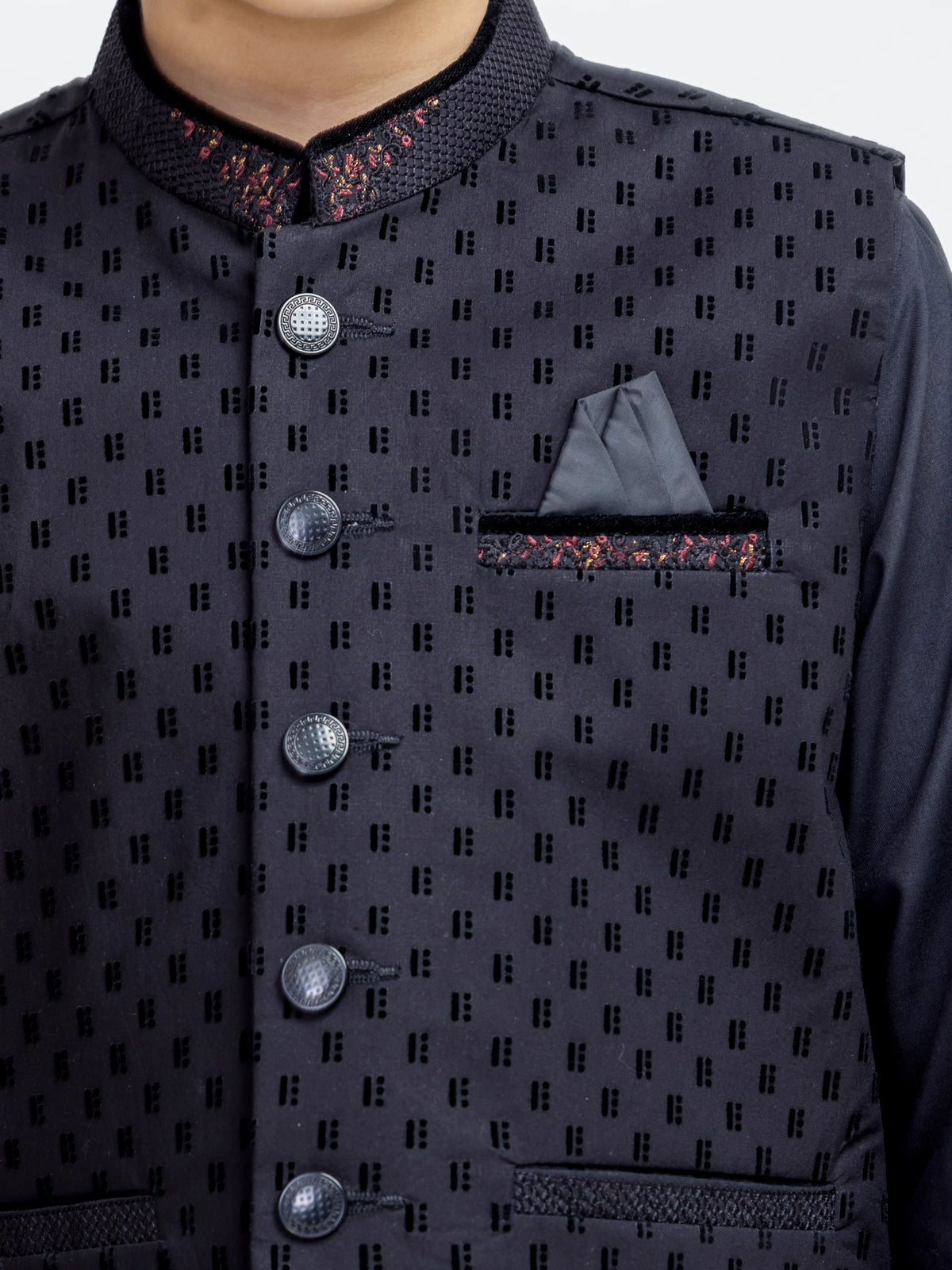 Embroidered Cotton Waistcoat Suit - Ecbtwcs5-093
