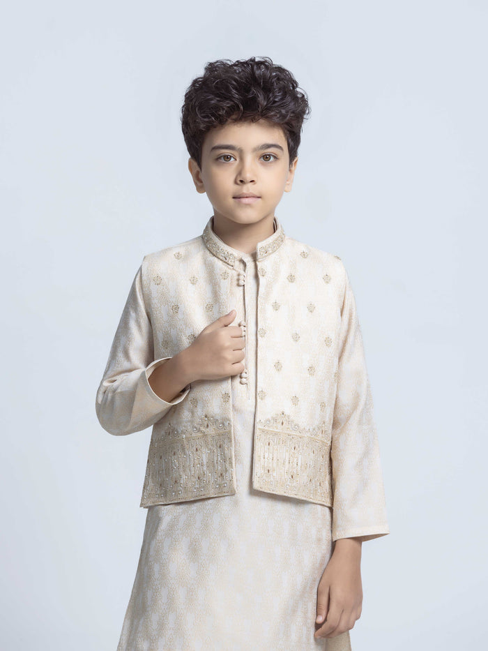 Embroidered Jamawar Waistcoat Suit