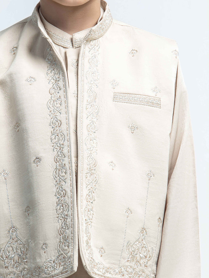 Embroidered Satin Waistcoat Suit