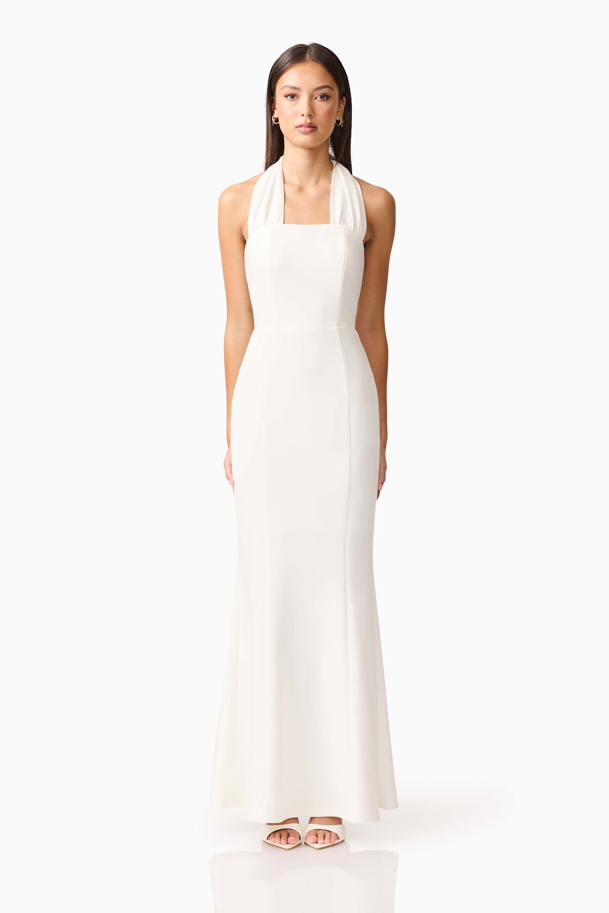 Mira Halter Gown in White