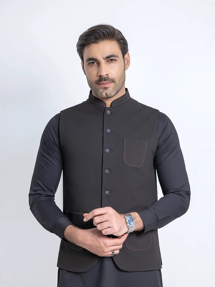 Plain Viscose Waistcoat - Emtwcp6-36009