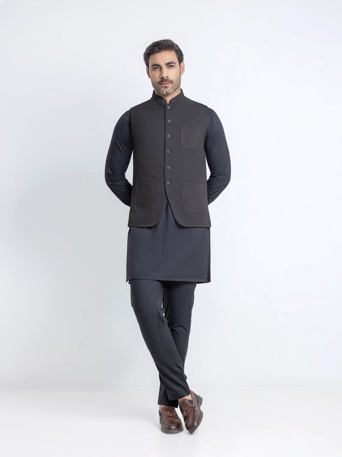 Plain Viscose Waistcoat - Emtwcp6-36009