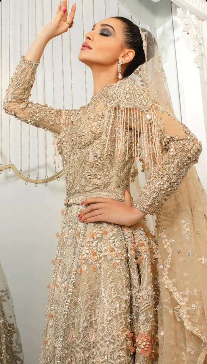 Gown Lehenga and Dupatta Style Pakistani Bridal Dress