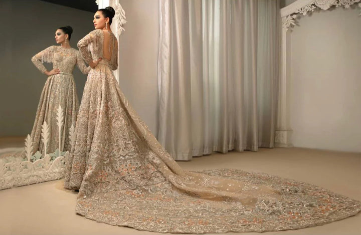 Gown Lehenga and Dupatta Style Pakistani Bridal Dress