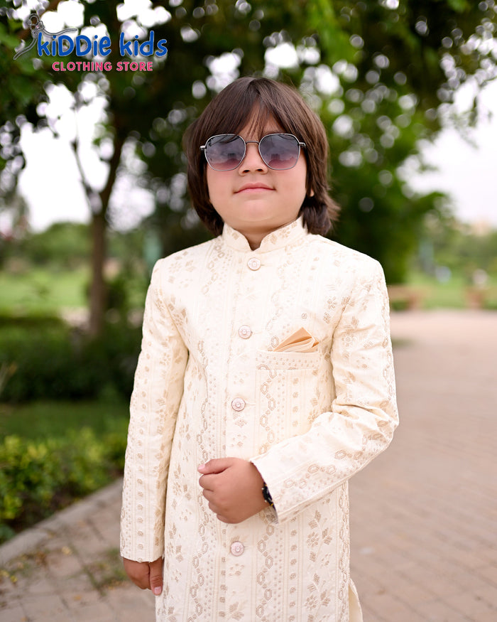 Off-White Sequence Embroidered Sherwani