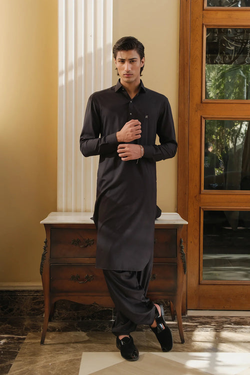 DARK GREY WASH N WEAR SHALWAR KAMEEZ