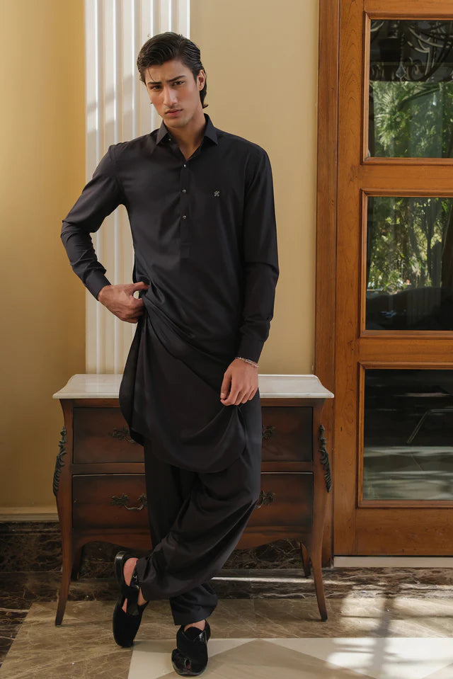 DARK GREY WASH N WEAR SHALWAR KAMEEZ