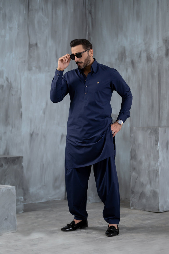 Royal Blue Stretchable Shalwar Kameez