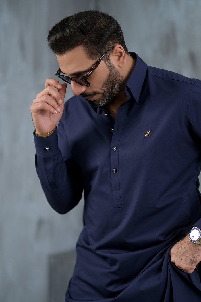 Royal Blue Stretchable Shalwar Kameez