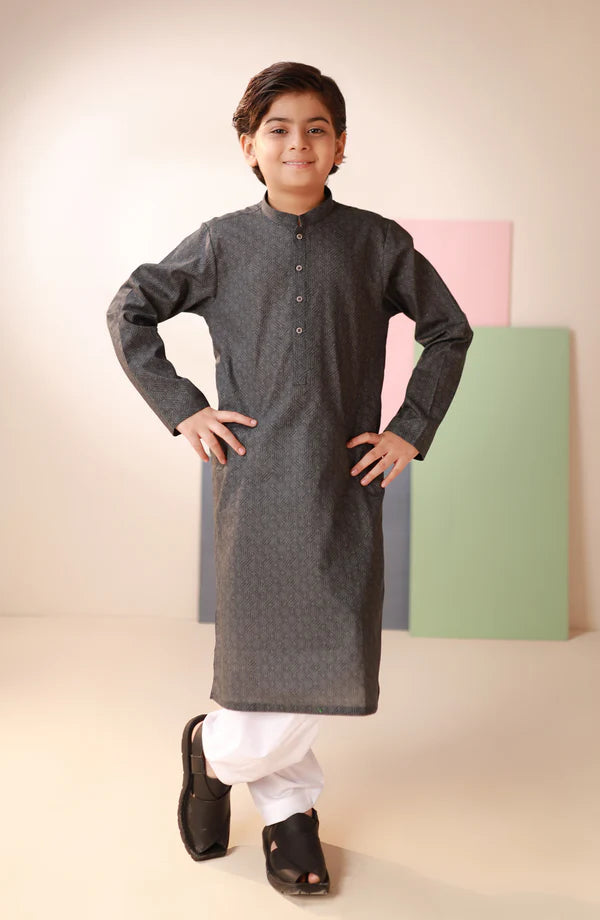 Junior Charcoal Digital kurta