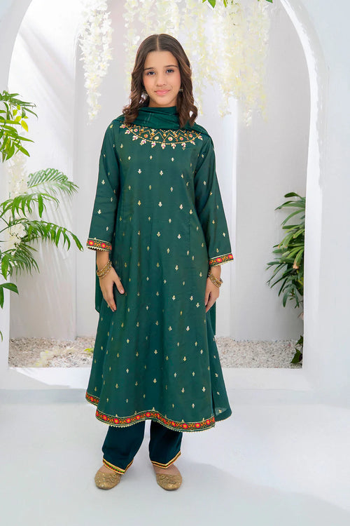 Cotton Jacquard Hand Adda Work 3 Pc Suit