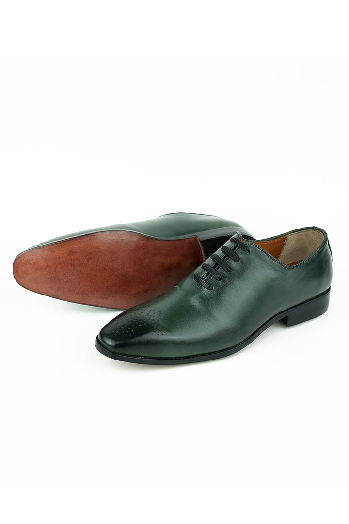 Olive Green Burnished Leather Shoes