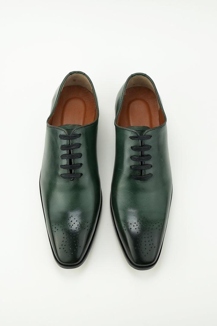 Olive Green Burnished Leather Shoes