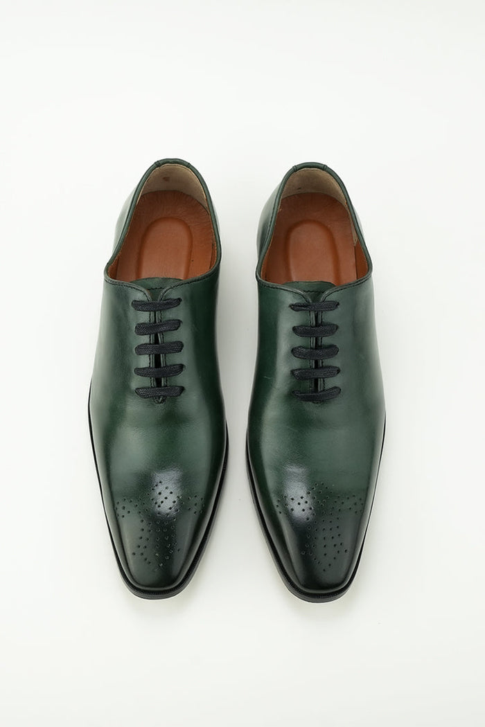 Olive Green Burnished Leather Shoes