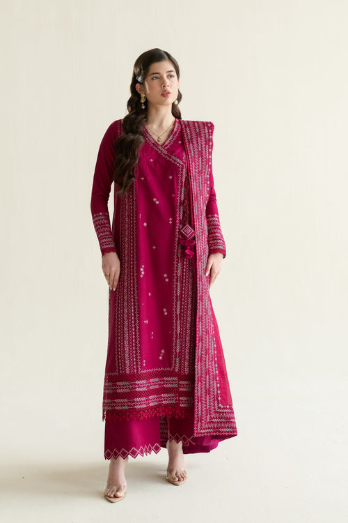 FUCHSIA LUXURY EMBROIDERED LAWN 3PCS SET (NPA3-26405) - RAMADAN 2026 READY TO WEAR