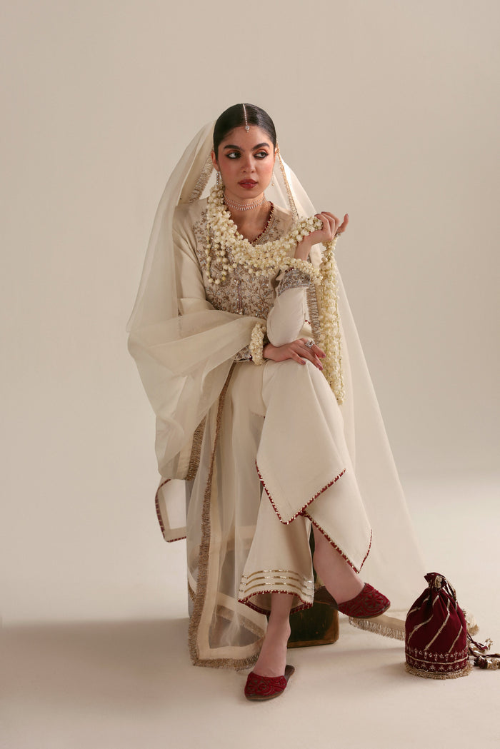 Ivory Embellished Raw Silk 3-Piece (Wedding Edit 2026)