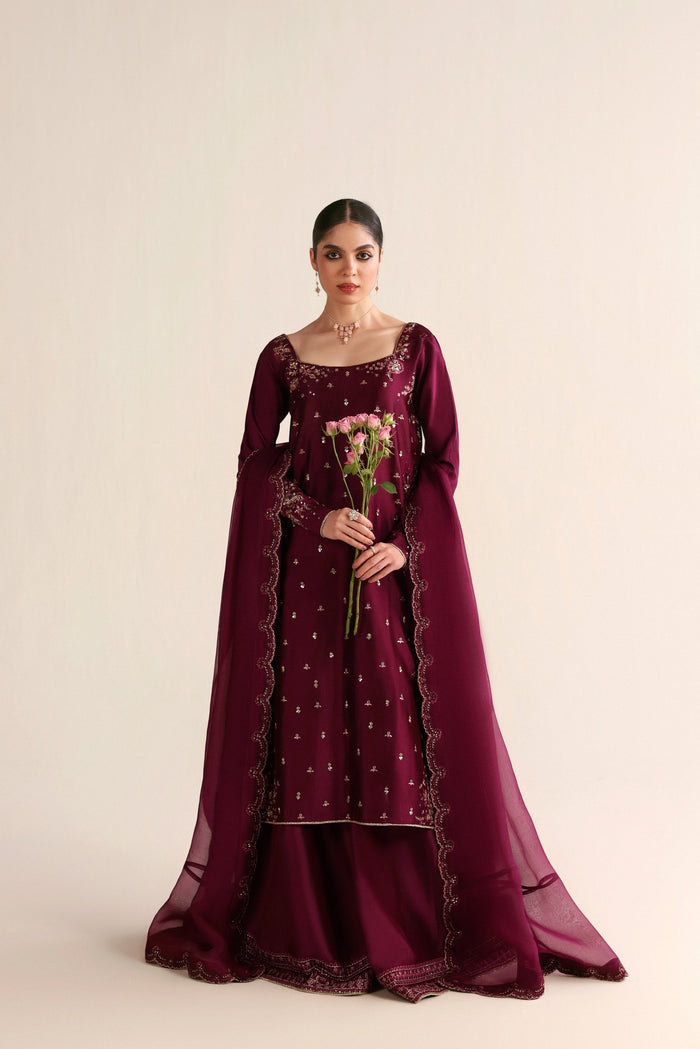 Plum Tissue Raw Silk 3-Piece (Wedding Edit 2026)