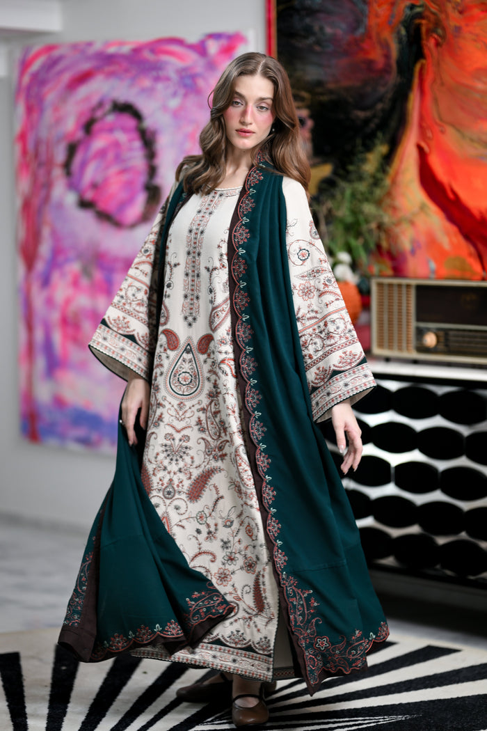 Elara – Ivory Embroidered Karandi 3-Piece Suit
