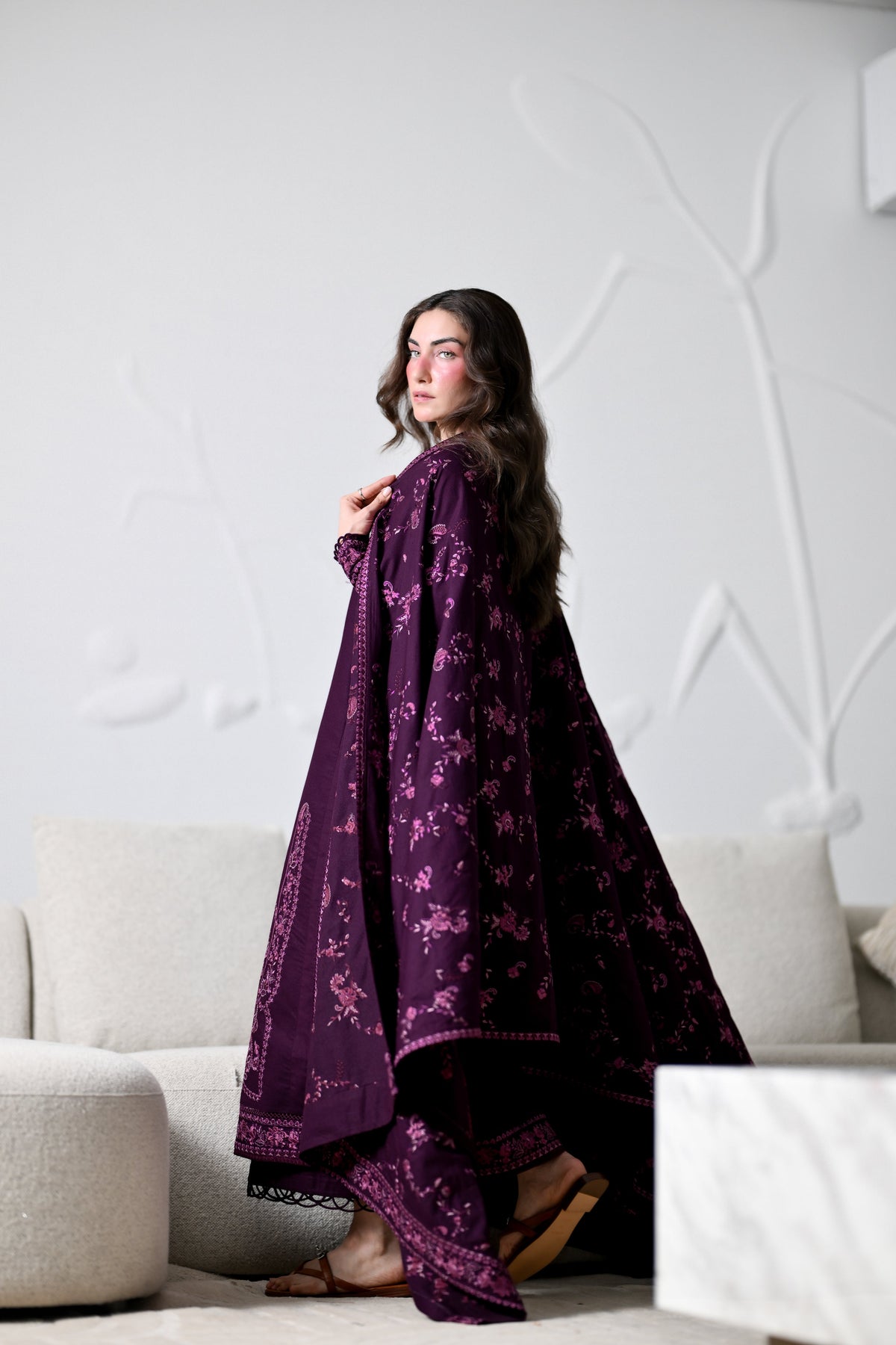 Dalia Deep Plum Karandi 3-Piece Suit