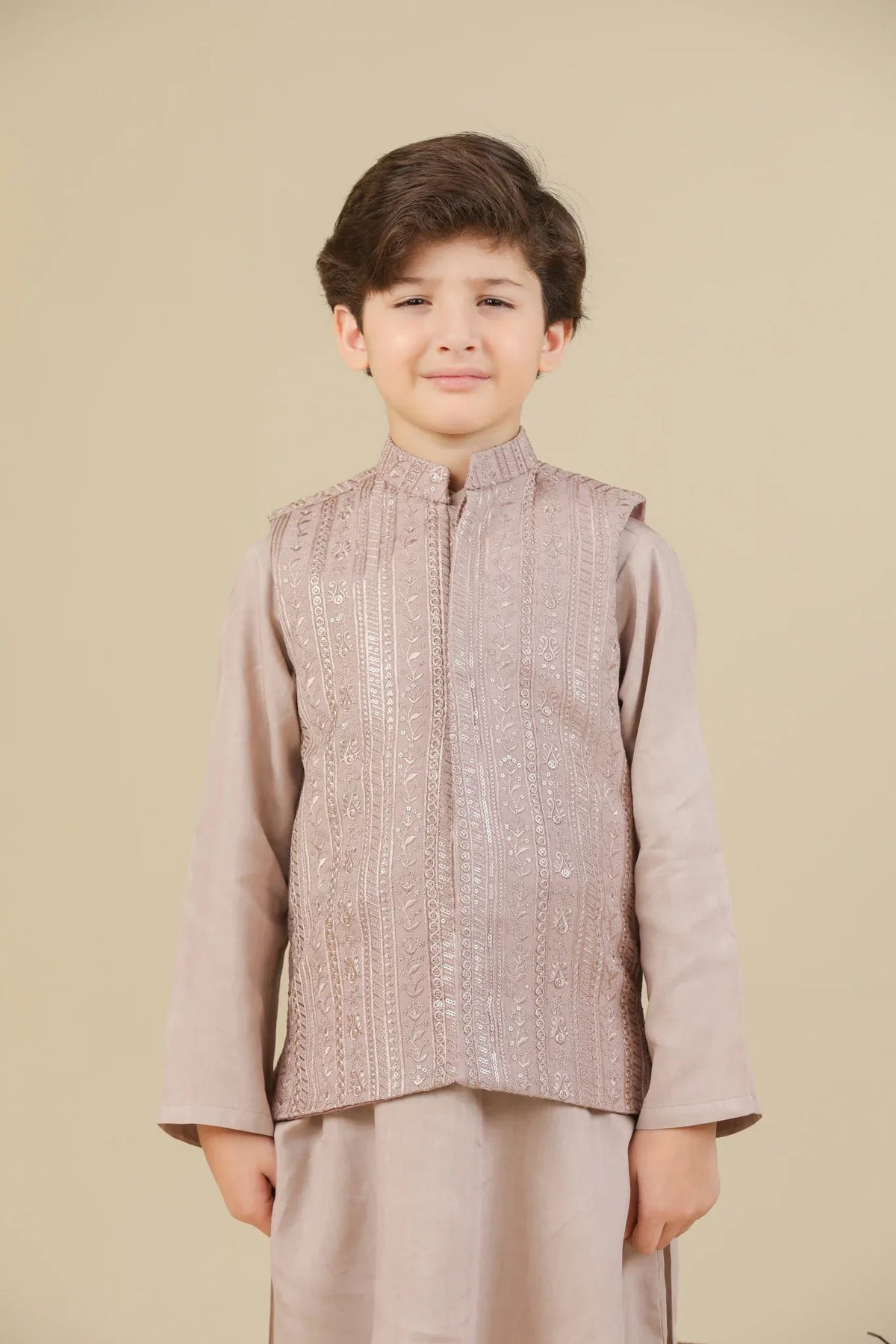 Pink Falling Embroidered Waistcoat - Kids