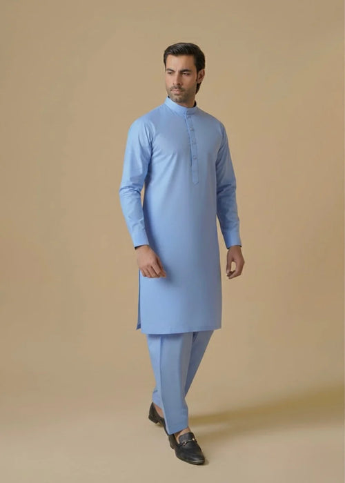 Sky Blue Cotton Plain Shalwar Kameez