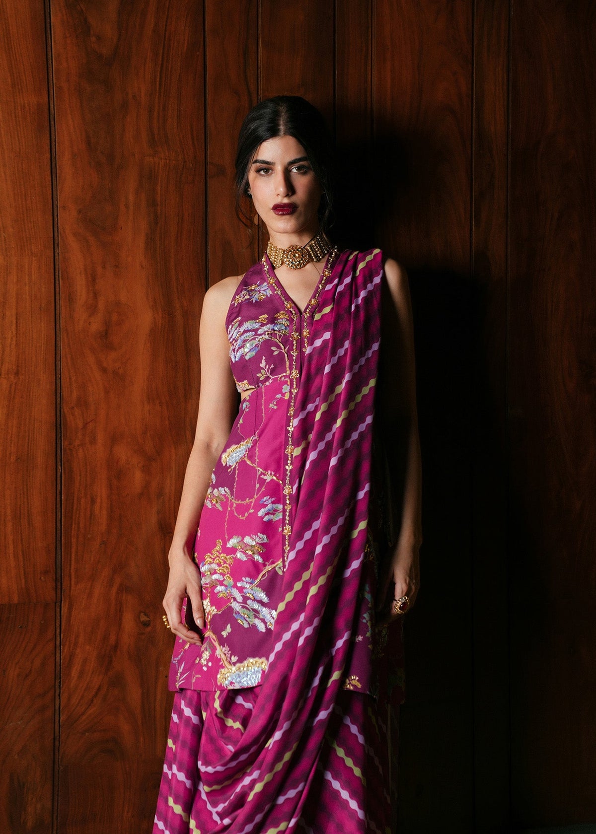 Dilruba Plum Saree Set