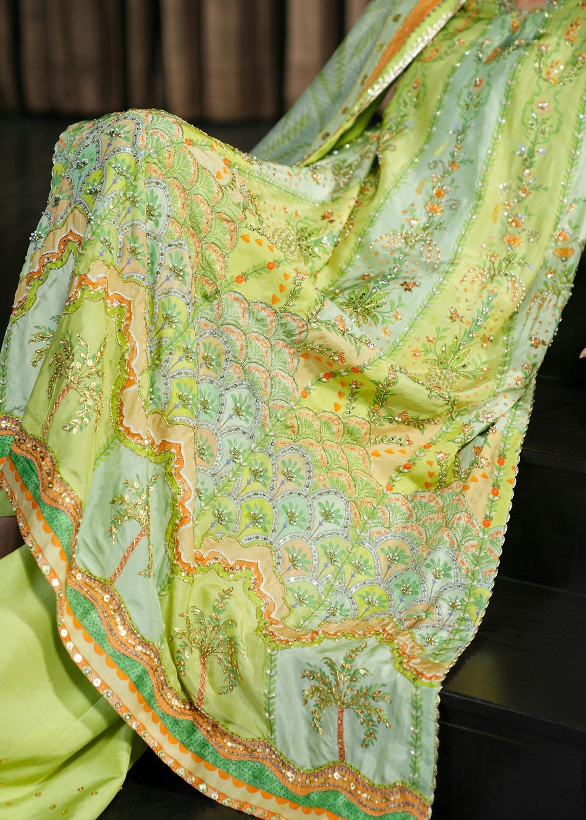 Rangralli Lime 3 Piece Tussal Silk