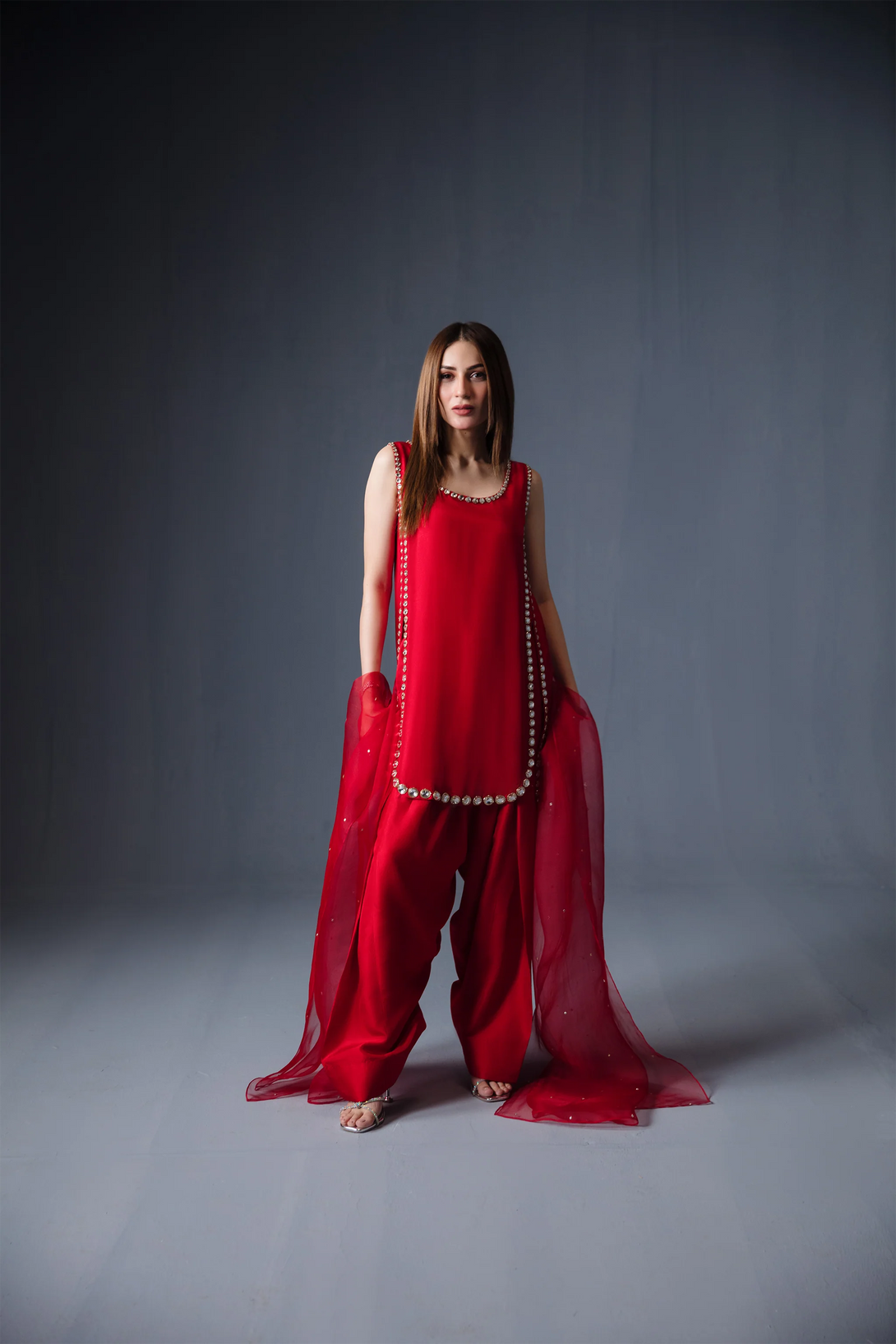 Passionate Red Shalwar Kameez Set