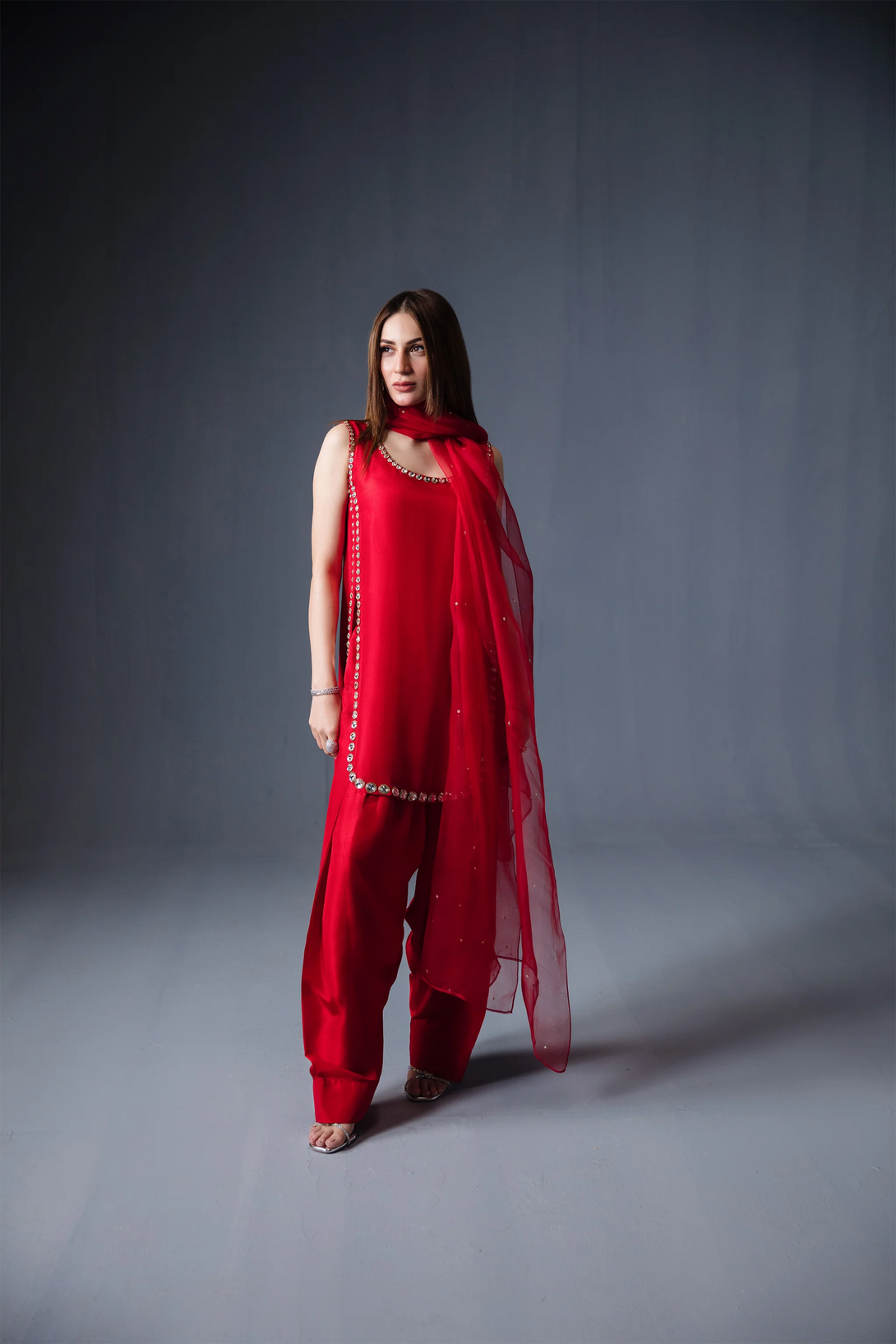 Passionate Red Shalwar Kameez Set