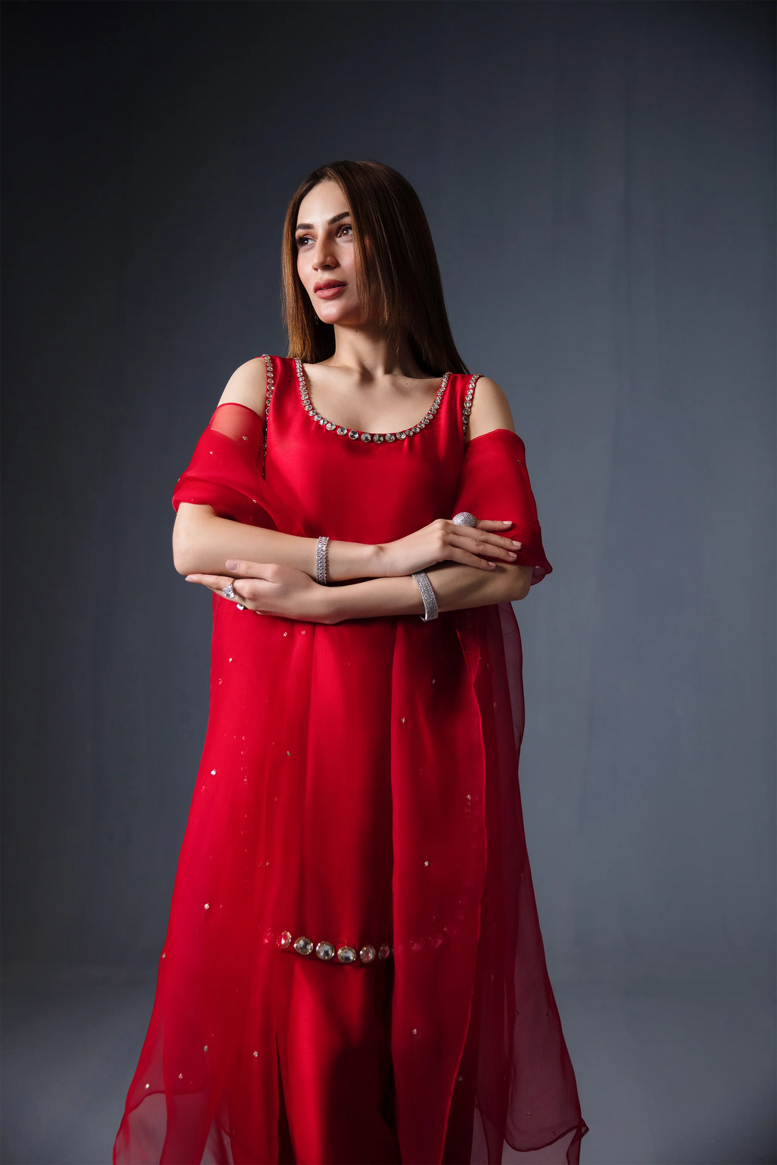 Passionate Red Shalwar Kameez Set