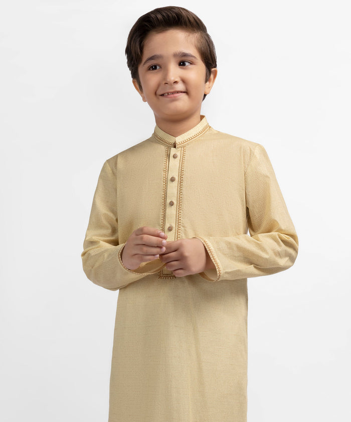 Yellow Cotton Semi-Formal Kurta