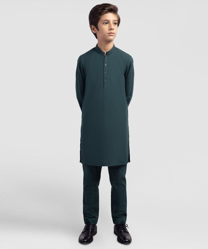 Deep Green Plain Kurta Trousers