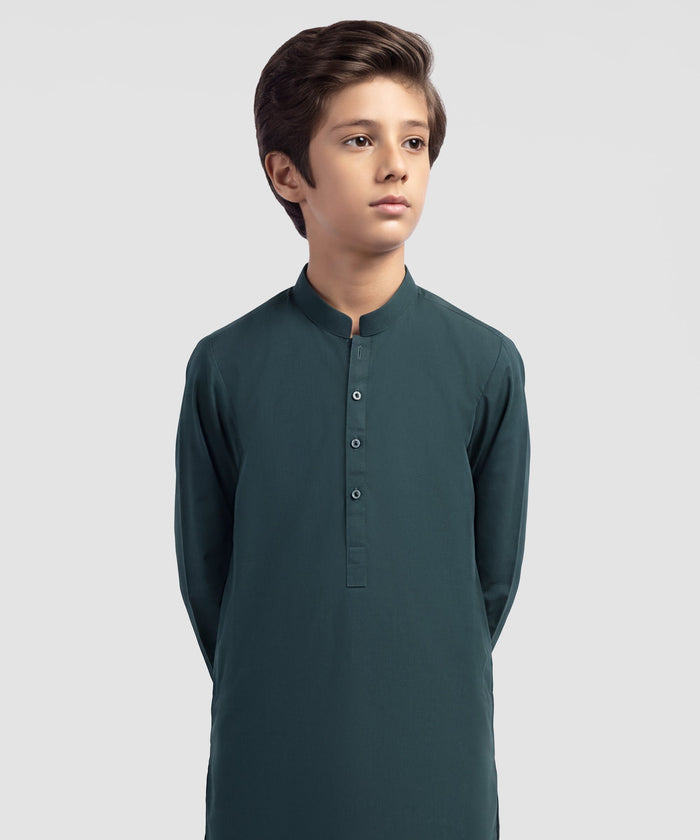 Deep Green Plain Kurta Trousers
