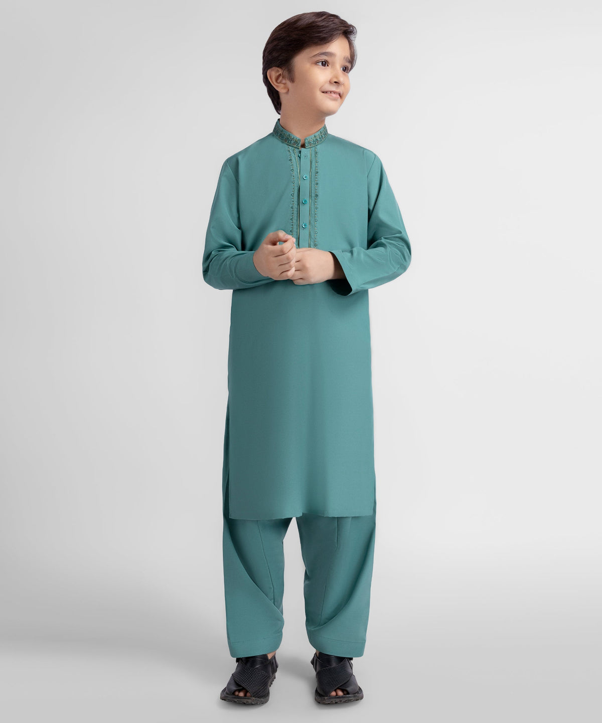 Turquoise Semi-Formal Kameez Shalwar