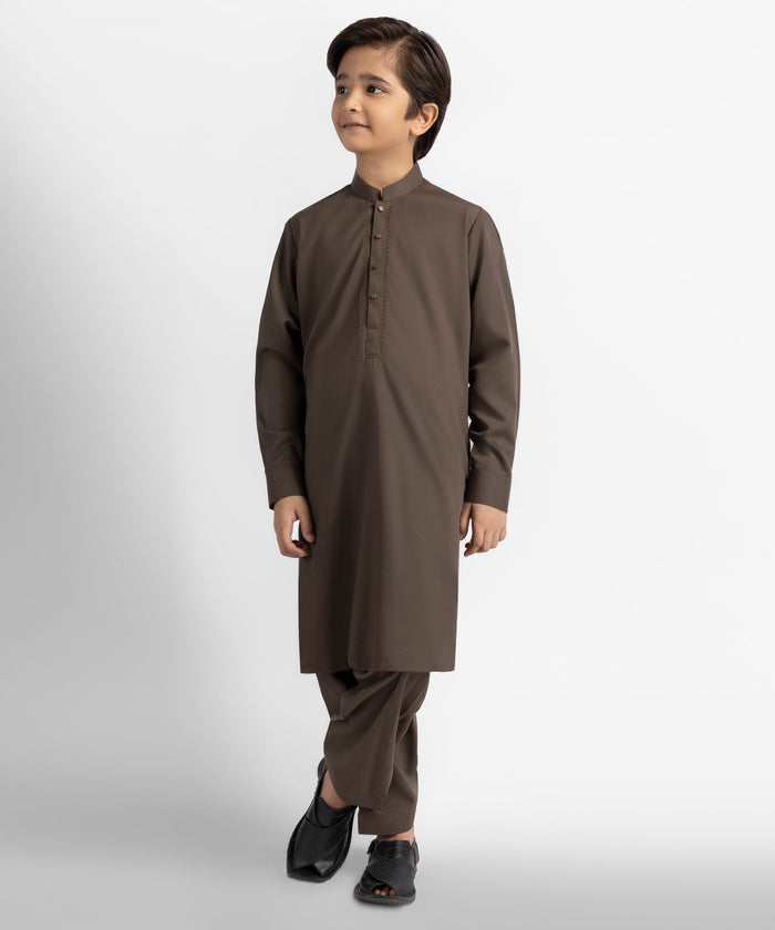 Brown Semi-Formal Kameez Shalwar