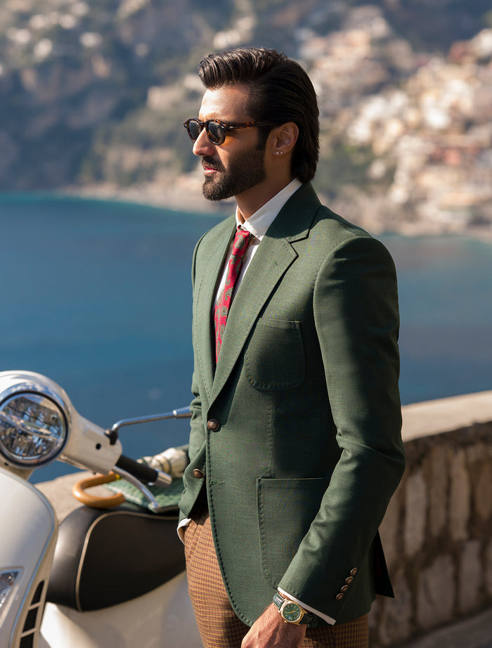Green Classic Two Buttons Jacket