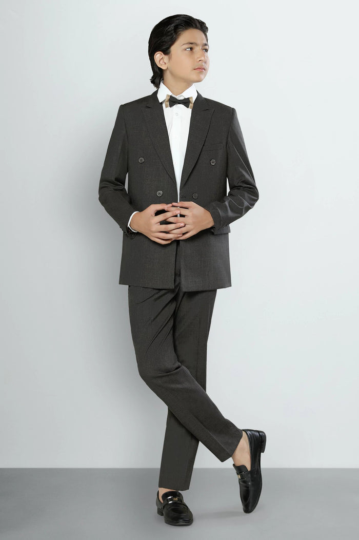 Brown Boys Double-Breasted Formal Suit