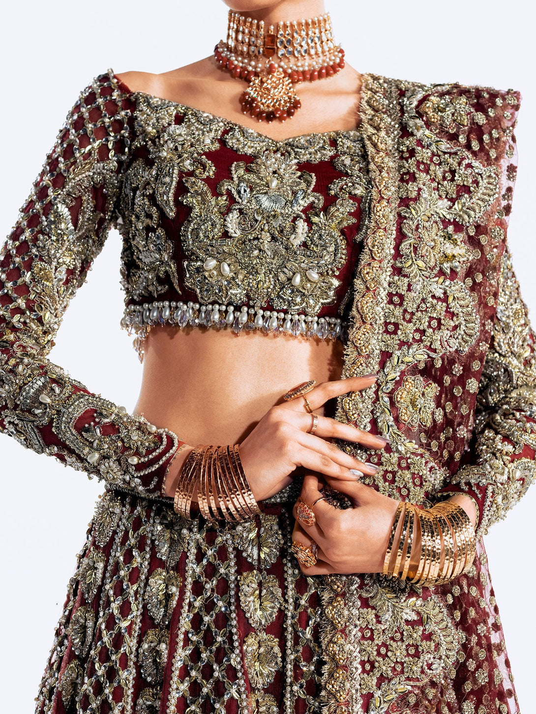 Deep red lehnga choli