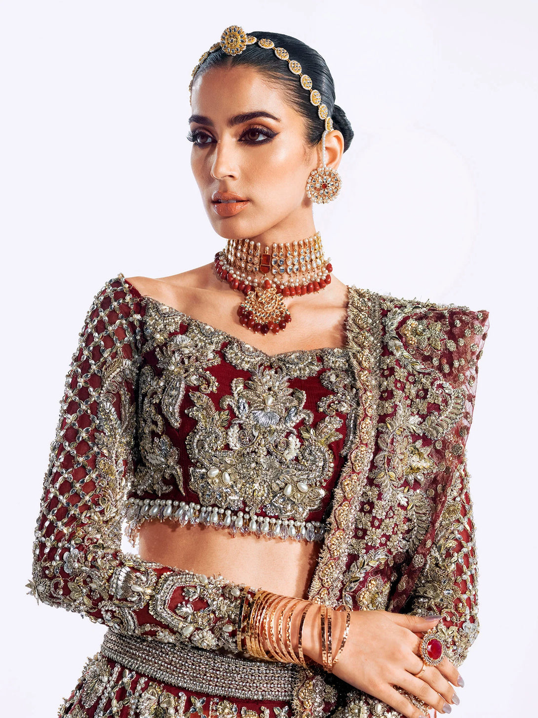 Deep red lehnga choli