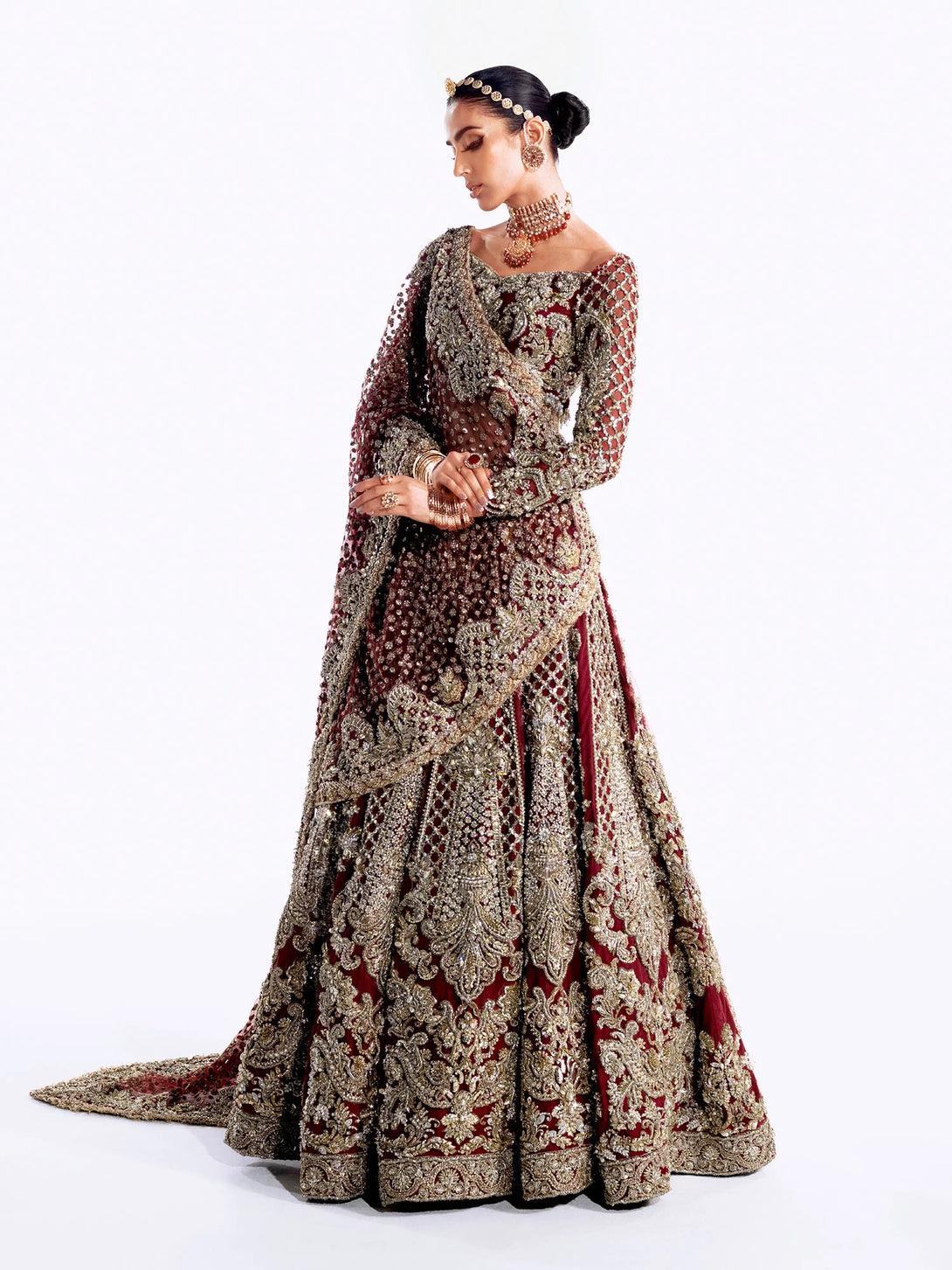 Deep red lehnga choli