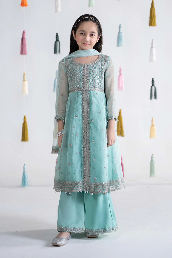 3 PIECE EMBROIDERED ORGANZA SUIT | MKS-EA24-32