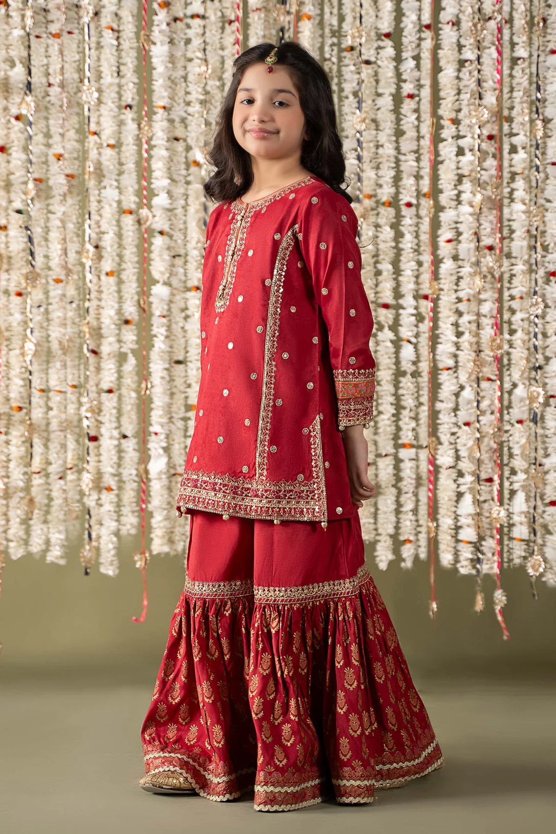 3 Piece Embroidered Raw Silk Suit