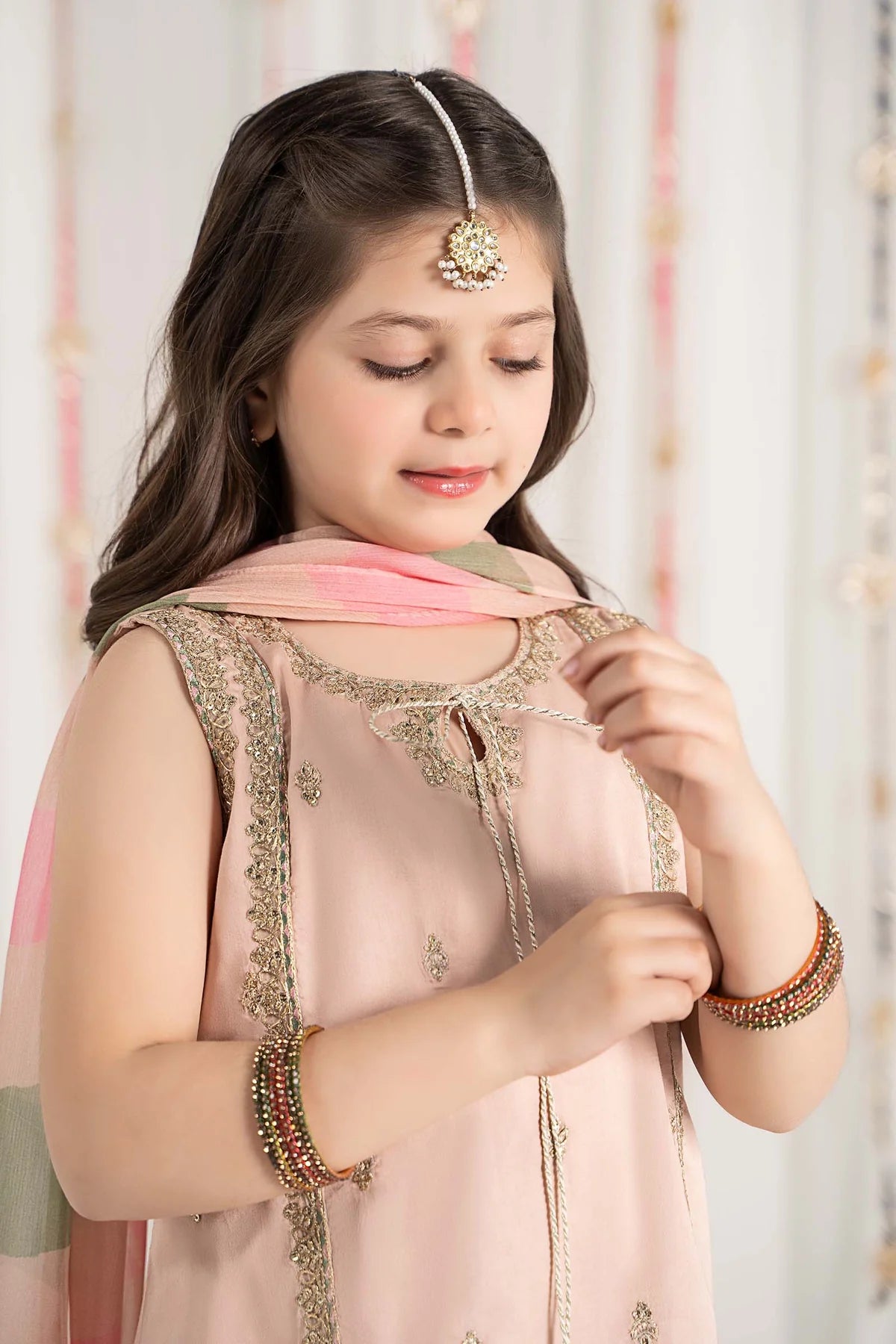 3 Piece Embroidered Cotton Satin Suit | MKS-EF25-35