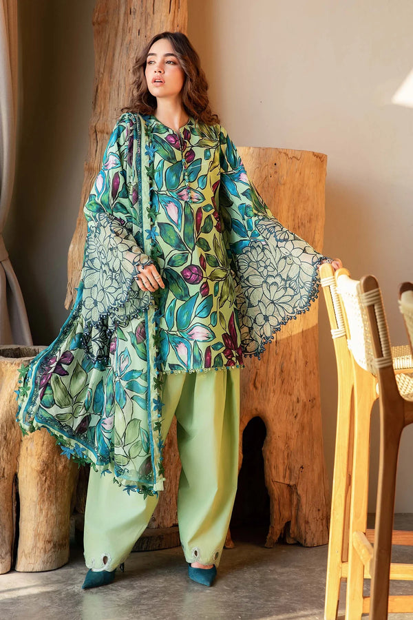 Green Printed Lawn Suit