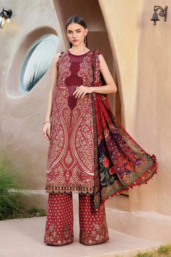 Maroon Printed Lawn Suit